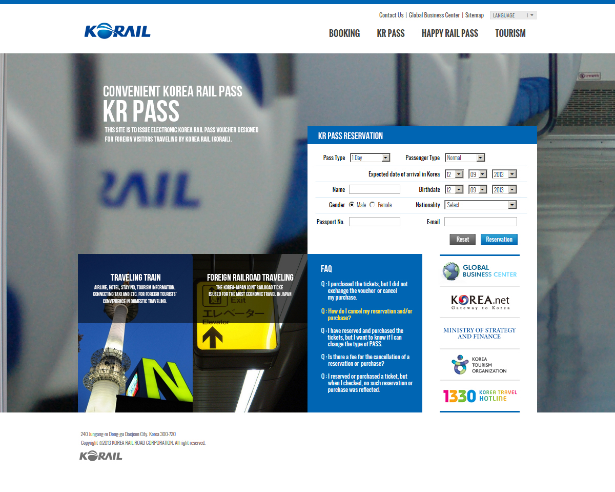 KORAIL KOREA RAILROAD 코레일 홈페이지 메인